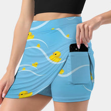 Load image into Gallery viewer, Ducks In A Row Women&#39;s skirt Sport Skort Skirt With Pocket Fashion Korean Style Skirt 4Xl Skirts Duck Cute Row Yellow Blue