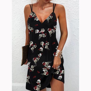 Sexy V Neck Straps Dress Women Summer Fashion Feather Printed Mini Dresses Female A-Line Party Beach Dress Women Robe Vestidos