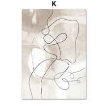 Load image into Gallery viewer, Fashion Abstract Lines Curve Woman Wall Art Canvas Painting Geometry Nordic Posters And Print Wall Pictures Living Room Decor 1