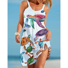 Load image into Gallery viewer, Vintage Pattern Print Midi Dress Womens Fashion Summer Strap Beach Dress Bohemian Sleeveless lady Party Dresses Elegant Sundress