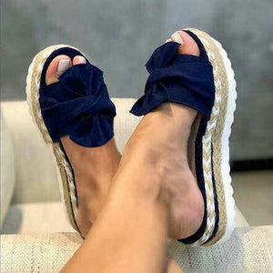 Fish Mouth Sandals Women Thick Soled Shoes Woman Butterfly-Knot Sandals Ladies Slip On Women's Shoes Elegant Slipper Footwear