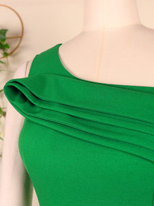 Green Dresses One Shoulder Plus Size 3XL Women Knee Length Ruffles Birthday Evening Party Summer Curvy Dress Cocktail Outfits