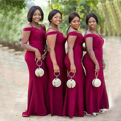 Fashion Bridesmaid Dress Off The Shoulder V-Neck 2022 Sexy Mermaid Backless Maid Of Honor Dress For Women Robe De Soirée