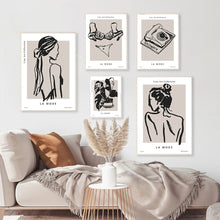 Load image into Gallery viewer, Abstract Woman Lines Minimalism Monstera Fashion Wall Art Canvas Painting Nordic Posters Prints Pictures For Living Room Decor