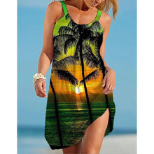 Load image into Gallery viewer, Vintage Pattern Print Midi Dress Womens Fashion Summer Strap Beach Dress Bohemian Sleeveless lady Party Dresses Elegant Sundress