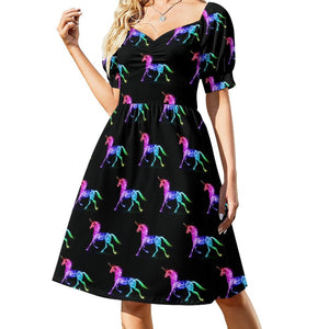 Unicorns In Space Dress Cartoon Ombre Unicorn Pretty Dresses Street Fashion Casual Dress Summer V Neck Pattern Oversize Vestido 1