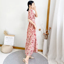 Load image into Gallery viewer, France Vintage Print Korean Summer Bohemian Chiffon Dress Unif Women Flower Casual Party Sexy Dress Boho Chic Long Dresses