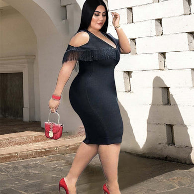 Women's Plus Size Dress Fringe Short Sleeve One Step Off Shoulder Bodycon Dress OL Commuter Elegant Dress For Women 2022 Summer