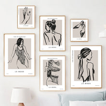 Load image into Gallery viewer, Abstract Woman Lines Minimalism Monstera Fashion Wall Art Canvas Painting Nordic Posters Prints Pictures For Living Room Decor