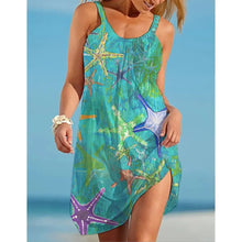 Load image into Gallery viewer, New Fashion Brand Starfish 3D Print Beach Dress Women O-Neck Sundress Sleeveless Dresses Bikini Summer Beachwear Holiday Dress