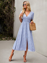 Load image into Gallery viewer, Summer New Fashion Short Sleeve Commuting Bohemian Leisure Vacation Sexy Long Skirt Big Swing Skirt A-LINE Mid-Calf Woman Dress
