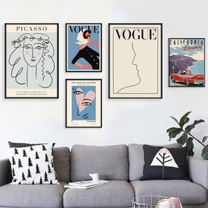 Fashion Girl Canvas Poster Abstract Woman Feature Line Artwork Painting Wall Pictures for Living Room Wall Art Decor (8)