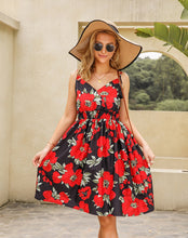 Load image into Gallery viewer, 2022 Sunshine Dress Holiday Ruffle Boho Women Dress Summer Lace-up Slip Spaghetti Dress Casual Fashion Print Sundress Mini Dress