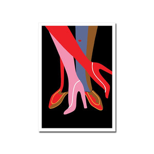 Abstract Colorful Woman Poster Line Art Print Modern Fashion Suit Canvas Painting Girl High Heels Wall Picture Living Room Decor