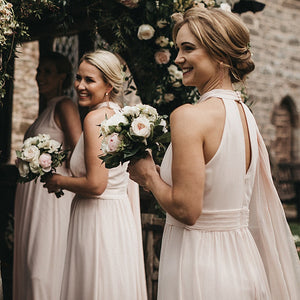 Fashion Halter Bridesmaid Dress 2022 A-Line Simple Wedding Party Gowns Floor Length Sleeveless Maid Of Honor Dress Custom Made