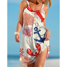 Load image into Gallery viewer, Sea Octopus Print Beach Dress Midi Women Fashion Sexy Dress Bohemian Strap Sleeveles Party Dresses Hem Evening Beach Sundress 1