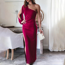 Load image into Gallery viewer, Plus Size Dresses For Women 2022 Sexy One-shoulder Slit Long-sleeve Forked Dress Vestidos Elegantes Para Mujer Платье Женское