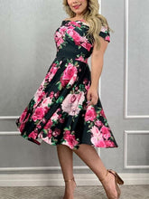 Load image into Gallery viewer, Sexy Wrap Cross Off Shoulder Party Dresses Elegant Short Sleeve Loose Pleated Dress Women Fashion Flower Print Slim A-Line Dress