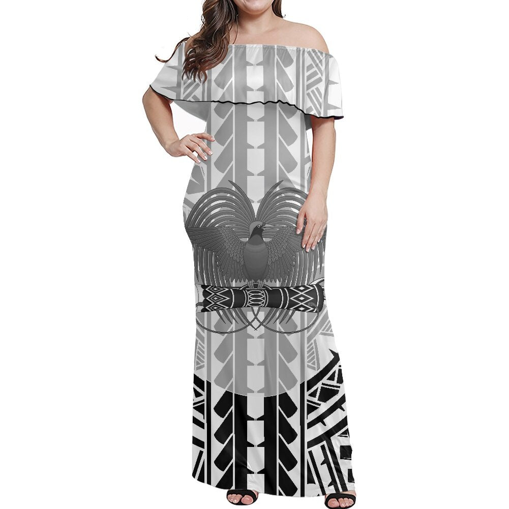 One-Shoulder Short-Sleeved Long Dress New Guinea Tribal Pattern Design Print Dress Summer Plus Size Bag Hip Party Evening Dress 1