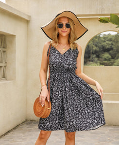 2022 Sunshine Dress Holiday Ruffle Boho Women Dress Summer Lace-up Slip Spaghetti Dress Casual Fashion Print Sundress Mini Dress