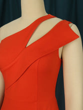 Load image into Gallery viewer, One Shoulder Dresses Plus Size Orange Red Sexy Bodycon Hollow Out Evening Cocktail Party Gowns 4XL Summer Outfits 2022 Wholesale
