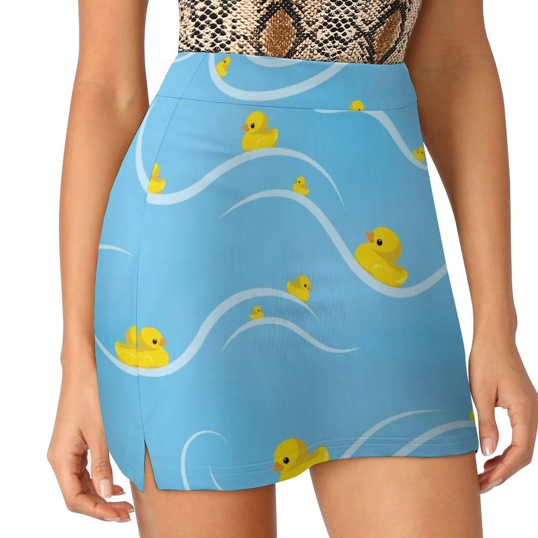 Ducks In A Row Women's skirt Sport Skort Skirt With Pocket Fashion Korean Style Skirt 4Xl Skirts Duck Cute Row Yellow Blue