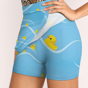 Ducks In A Row Women's skirt Sport Skort Skirt With Pocket Fashion Korean Style Skirt 4Xl Skirts Duck Cute Row Yellow Blue