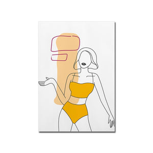 Modern Fashion Woman Line Drawing Canvas Paintings Abstract Scandinavian Posters Prints Wall Art for Living Room Decor Cuadros