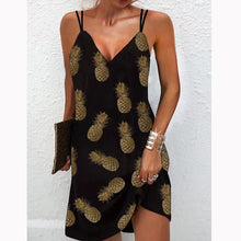 Load image into Gallery viewer, Sexy V Neck Straps Dress Women Summer Fashion Feather Printed Mini Dresses Female A-Line Party Beach Dress Women Robe Vestidos