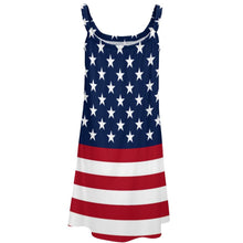 Load image into Gallery viewer, American Flag Patriotic Dress Stars and Stripes Sleeveless Pretty Dresses Women Korean Fashion A Line Sundress Birthday Gift