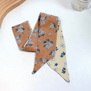 New Geometric Line Print Summer Fashion Skinny Small Bag Twill Silk Scarf Ribbon Head Hair Handle Tie Scarf For Women