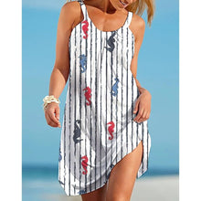 Load image into Gallery viewer, Sea Octopus Print Beach Dress Midi Women Fashion Sexy Dress Bohemian Strap Sleeveles Party Dresses Hem Evening Beach Sundress 1