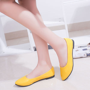 PU patent leather shoes woman single shoes shallow round tow spring autumn ballet flats shoes contracted big size 35-42