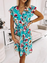 Load image into Gallery viewer, Floral Printing Women Summer for 2022 Clothing Short Sleeve Party Dress Holiday Fashion Sweet Ladies Dress Streetwear Vestidos