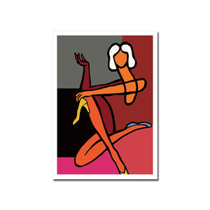 Abstract Colorful Woman Poster Line Art Print Modern Fashion Suit Canvas Painting Girl High Heels Wall Picture Living Room Decor