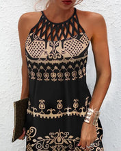 Load image into Gallery viewer, Sexy Sleeveless Women Vintage Tribal Print Hollow Out Casual Dress 2022 Summer Fashion New Mini Dress