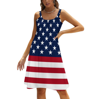 American Flag Patriotic Dress Stars and Stripes Sleeveless Pretty Dresses Women Korean Fashion A Line Sundress Birthday Gift