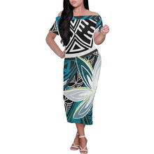 Load image into Gallery viewer, Custom Hawaiian Style Printed Long-Sleeved Polyester Dress Beach Party 2021 Plus Size Ladies Simple Dress Off-Shoulder 1