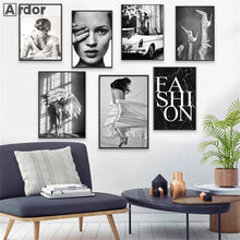 Load image into Gallery viewer, Black and White Abstract Dance Figure Line Drawing Poster Sexy Women Art Print Fashion Girls Wall Art Canvas Painting Home Decor