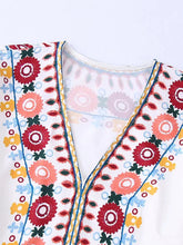 Load image into Gallery viewer, White V Neck Print Shirt Suit High Waisted Elastic A-Line Skirt Set