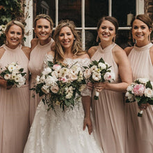 Load image into Gallery viewer, Fashion Halter Bridesmaid Dress 2022 A-Line Simple Wedding Party Gowns Floor Length Sleeveless Maid Of Honor Dress Custom Made