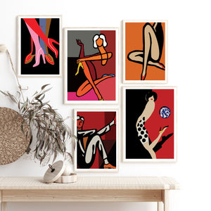 Abstract Colorful Woman Poster Line Art Print Modern Fashion Suit Canvas Painting Girl High Heels Wall Picture Living Room Decor