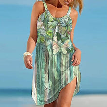 Load image into Gallery viewer, Vintage Pattern Print Midi Dress Womens Fashion Summer Strap Beach Dress Bohemian Sleeveless lady Party Dresses Elegant Sundress