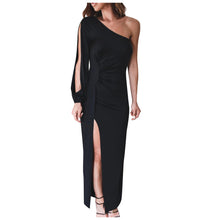 Load image into Gallery viewer, Plus Size Dresses For Women 2022 Sexy One-shoulder Slit Long-sleeve Forked Dress Vestidos Elegantes Para Mujer Платье Женское