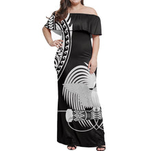 Load image into Gallery viewer, One-Shoulder Short-Sleeved Long Dress New Guinea Tribal Pattern Design Print Dress Summer Plus Size Bag Hip Party Evening Dress 1