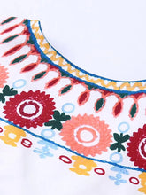Load image into Gallery viewer, White V Neck Print Shirt Suit High Waisted Elastic A-Line Skirt Set