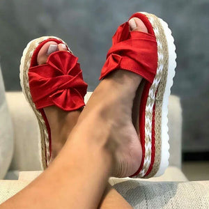 Fish Mouth Sandals Women Thick Soled Shoes Woman Butterfly-Knot Sandals Ladies Slip On Women's Shoes Elegant Slipper Footwear