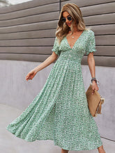Load image into Gallery viewer, Summer New Fashion Short Sleeve Commuting Bohemian Leisure Vacation Sexy Long Skirt Big Swing Skirt A-LINE Mid-Calf Woman Dress