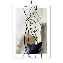 Load image into Gallery viewer, Fashion Abstract Lines Curve Woman Wall Art Canvas Painting Geometry Nordic Posters And Print Wall Pictures Living Room Decor 1