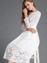 Load image into Gallery viewer, New Spring /summer Round Neck Lace Long Sleeve Dress Women&#39;s Fashion Temperament Slim Dress Party Princess Dress Dresses Women